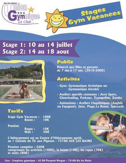 Stages Gym Vacances Eté 2017 Stages Gym Vacances Eté 2017