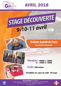 STAGE DÉCOUVERTE - Avril 2018